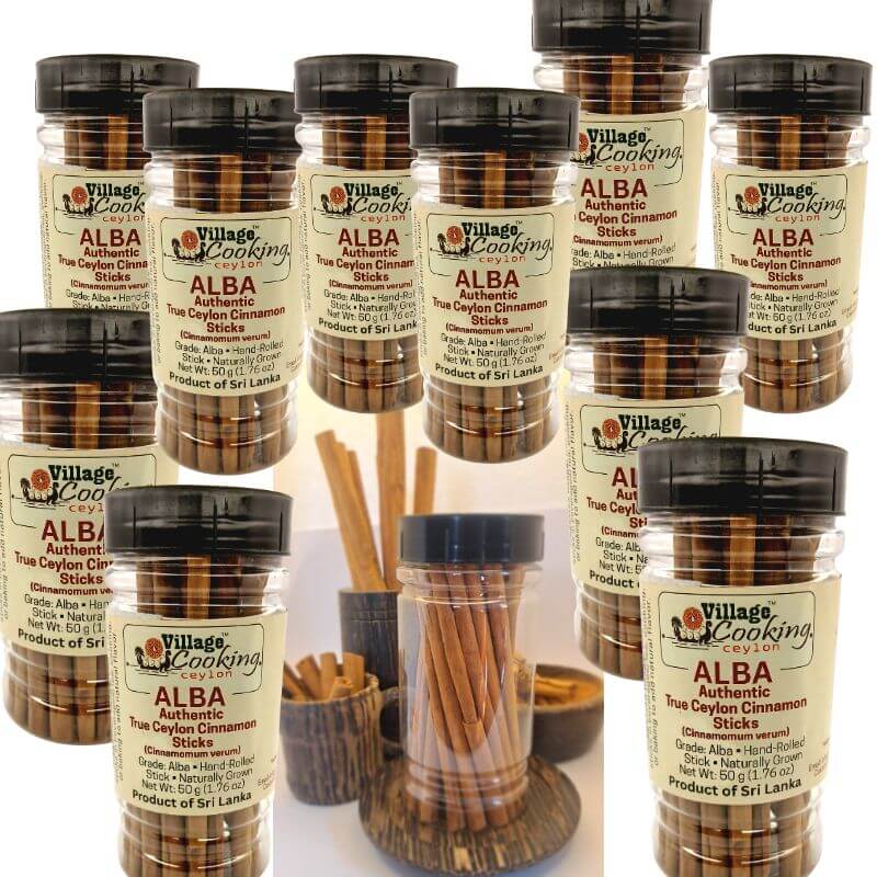 ALBA Grade True Ceylon Cinnamon Sticks – 50 g x 10 Bottles (1.76 oz each) | Free Global Shipping