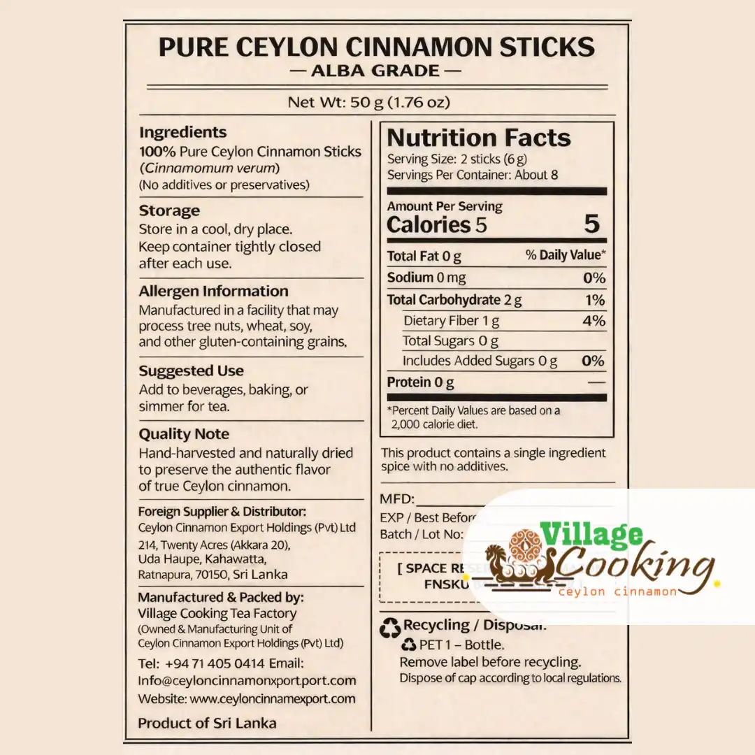 Premium ALBA Grade True Ceylon Cinnamon Sticks – (1.76 oz / 50 g)/ Seal 50g 10 Sealed Bottles Pack | Handmade in Sri Lanka | Village Cooking Ceylon - Image 13