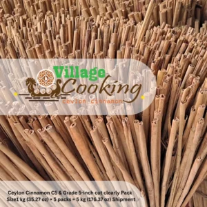 Premium Authentic True Ceylon Cinnamon C5 – 5 Inch Cut | 176 oz (5 kg) Bulk Pack |Handmade in Sri Lanka | Village Cooking Ceylon