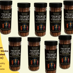 Premium ALBA Grade True Ceylon Cinnamon Sticks – (1.76 oz / 50 g)/ Seal 50g 10 Sealed Bottles Pack  | Handmade in Sri Lanka | Village Cooking Ceylon