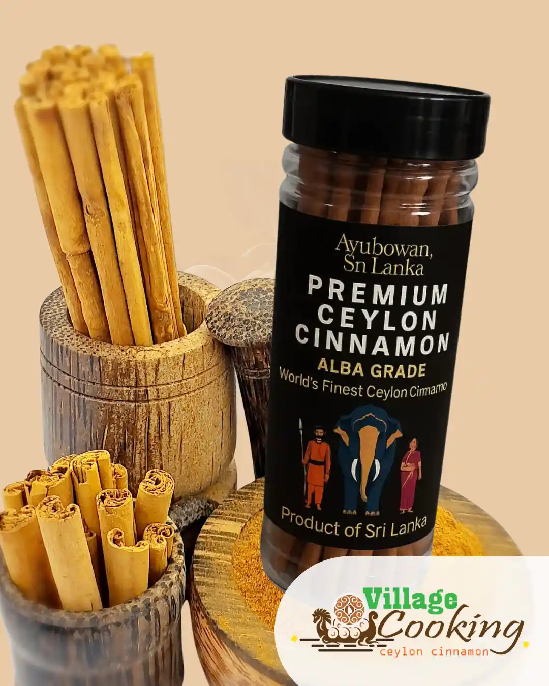 Premium ALBA Grade True Ceylon Cinnamon Sticks – (1.76 oz / 50 g)/ Seal 50g 10 Sealed Bottles Pack | Handmade in Sri Lanka | Village Cooking Ceylon - Image 11